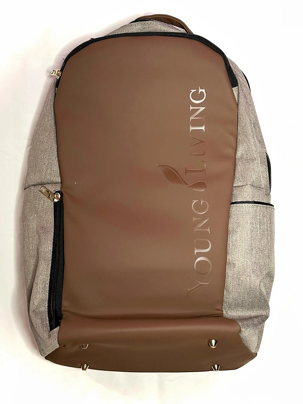NEW Young Living Brown & Gray Backpack with Fanny Pack and Notebook